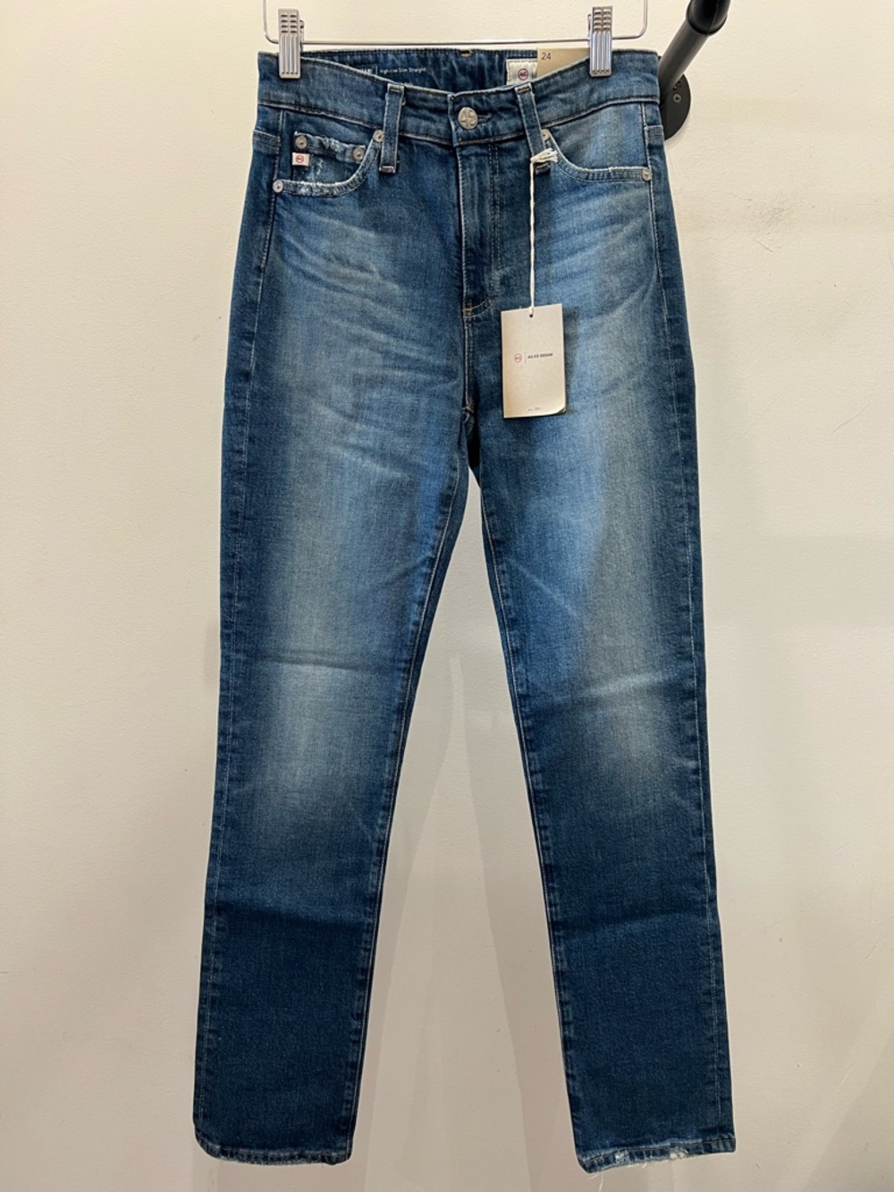 Ag Adriano Goldschmied Medium Blue Straight Leg Jeans PM